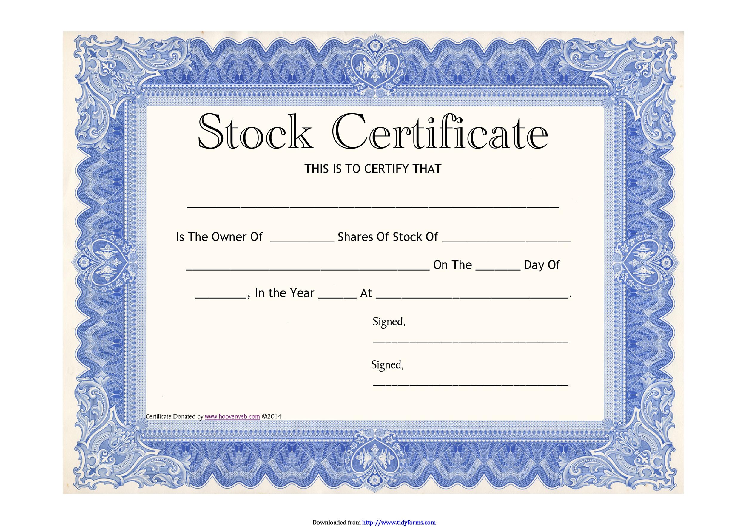 Download Free Printable Stock Certificates Instantly