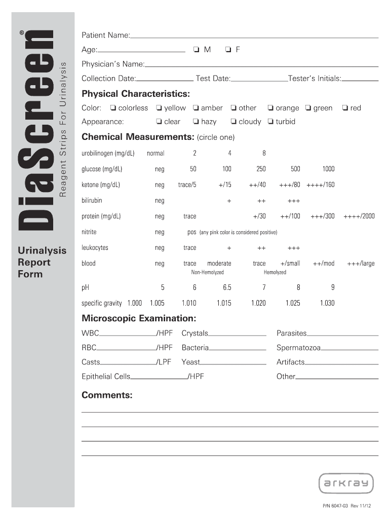 Download Free Printable Blank Urinalysis Forms Here